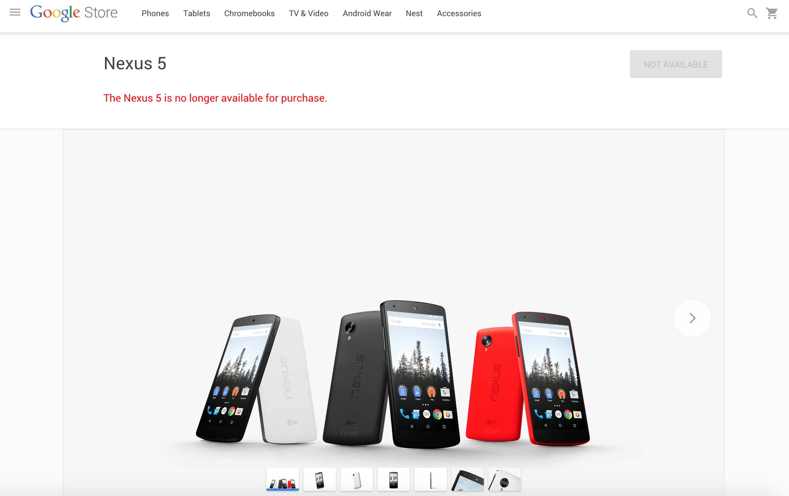 Nexus 5 больше не доступен для покупки в Google Store