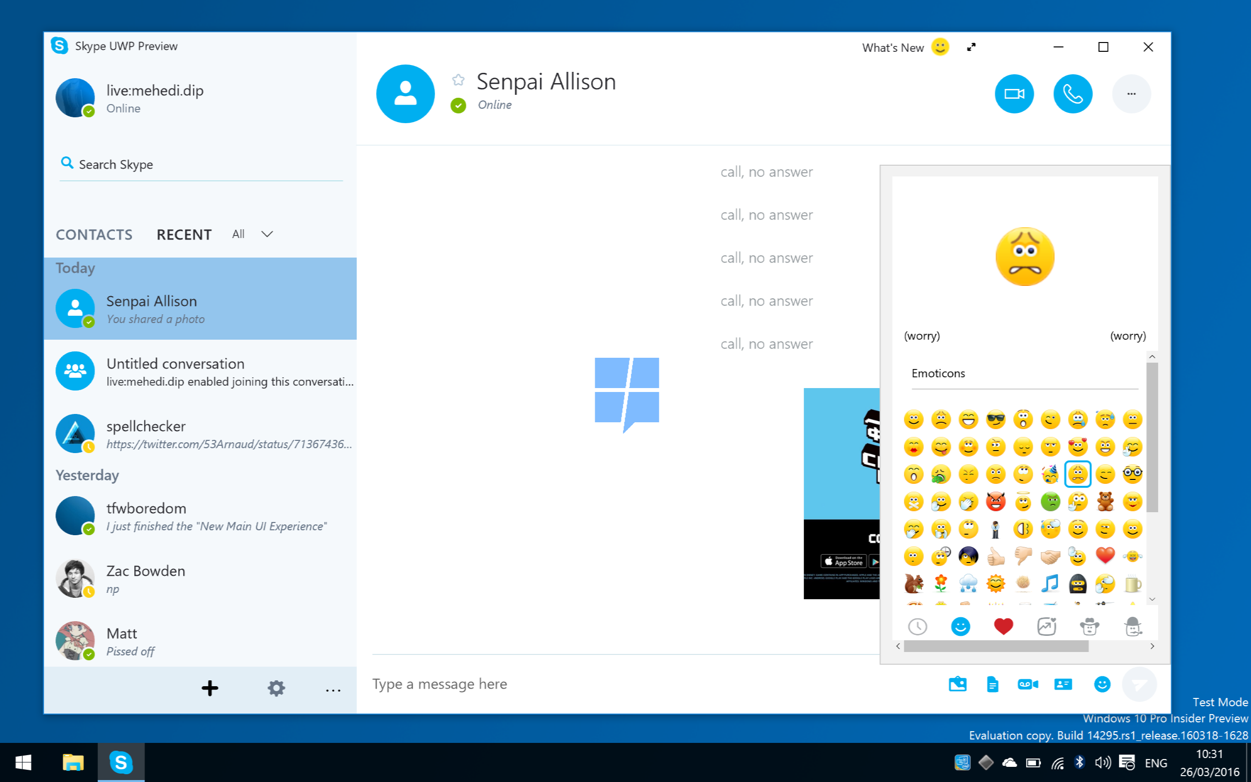 Галерея: скриншоты нового Skype UWP для мобильной и десктопной Windows 10