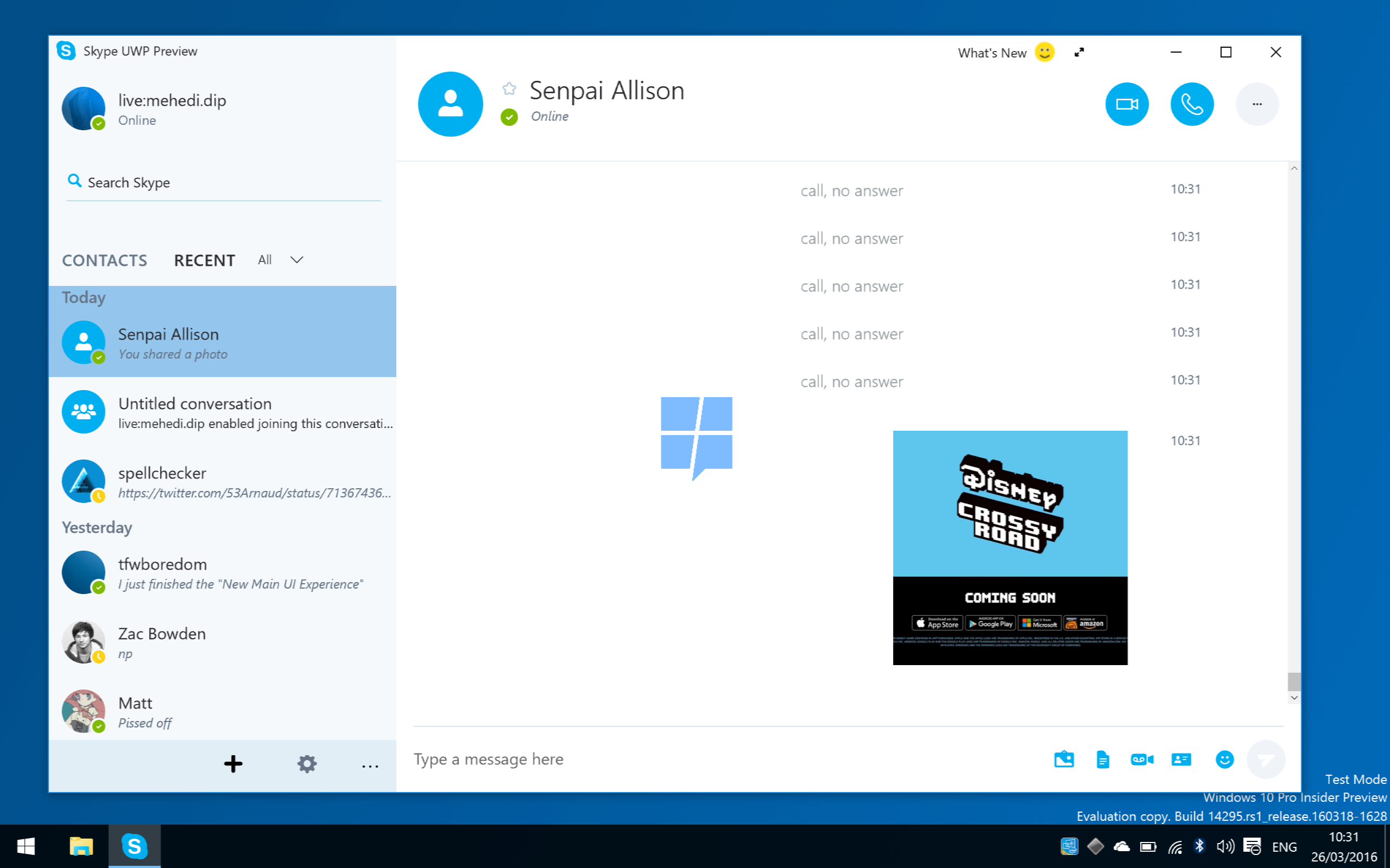 Галерея: скриншоты нового Skype UWP для мобильной и десктопной Windows 10