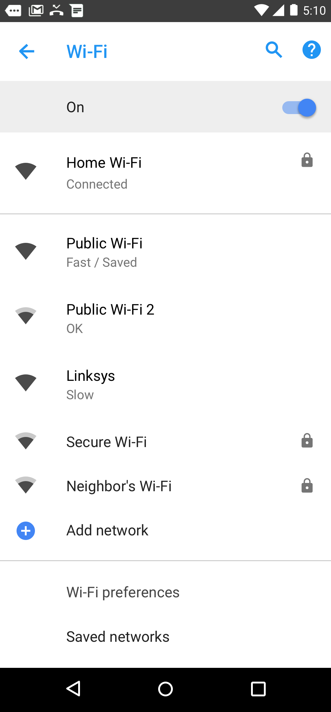 Android 8.1 показывает скорость открытых сетей Wi-Fi без подключения к ним