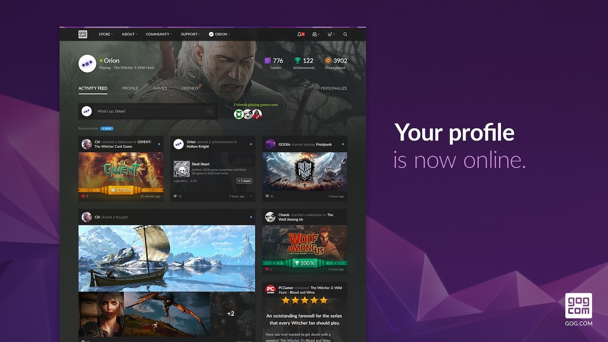 На платформе GOG появились профили