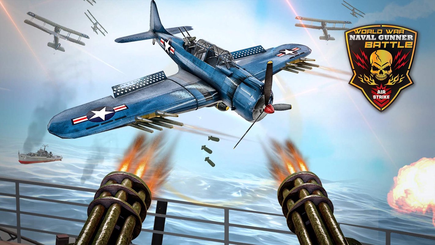 Скачать WW2 Naval Gunner Battle Air Strike: Free War Games 2.3 для Android