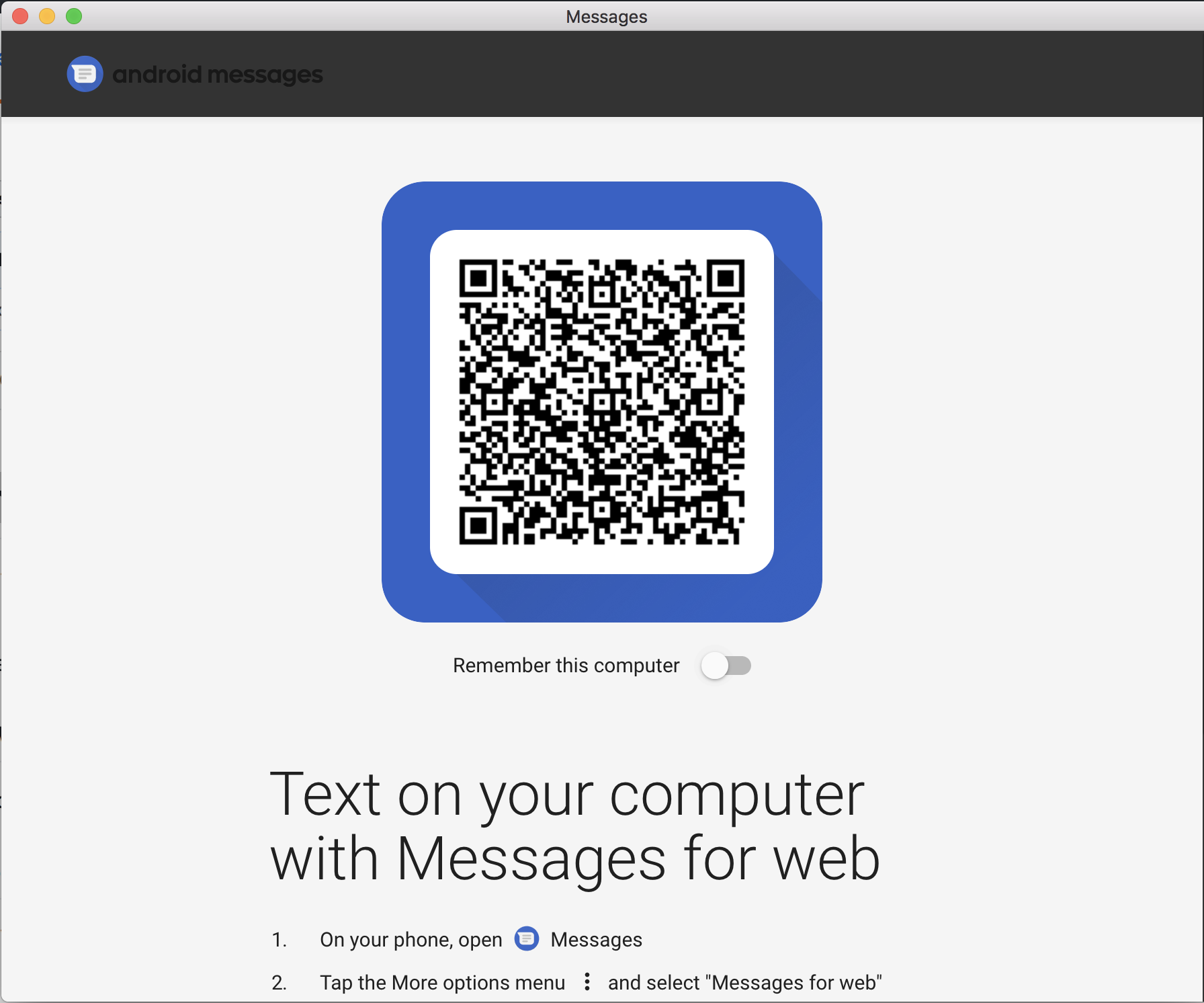 messages for android on mac