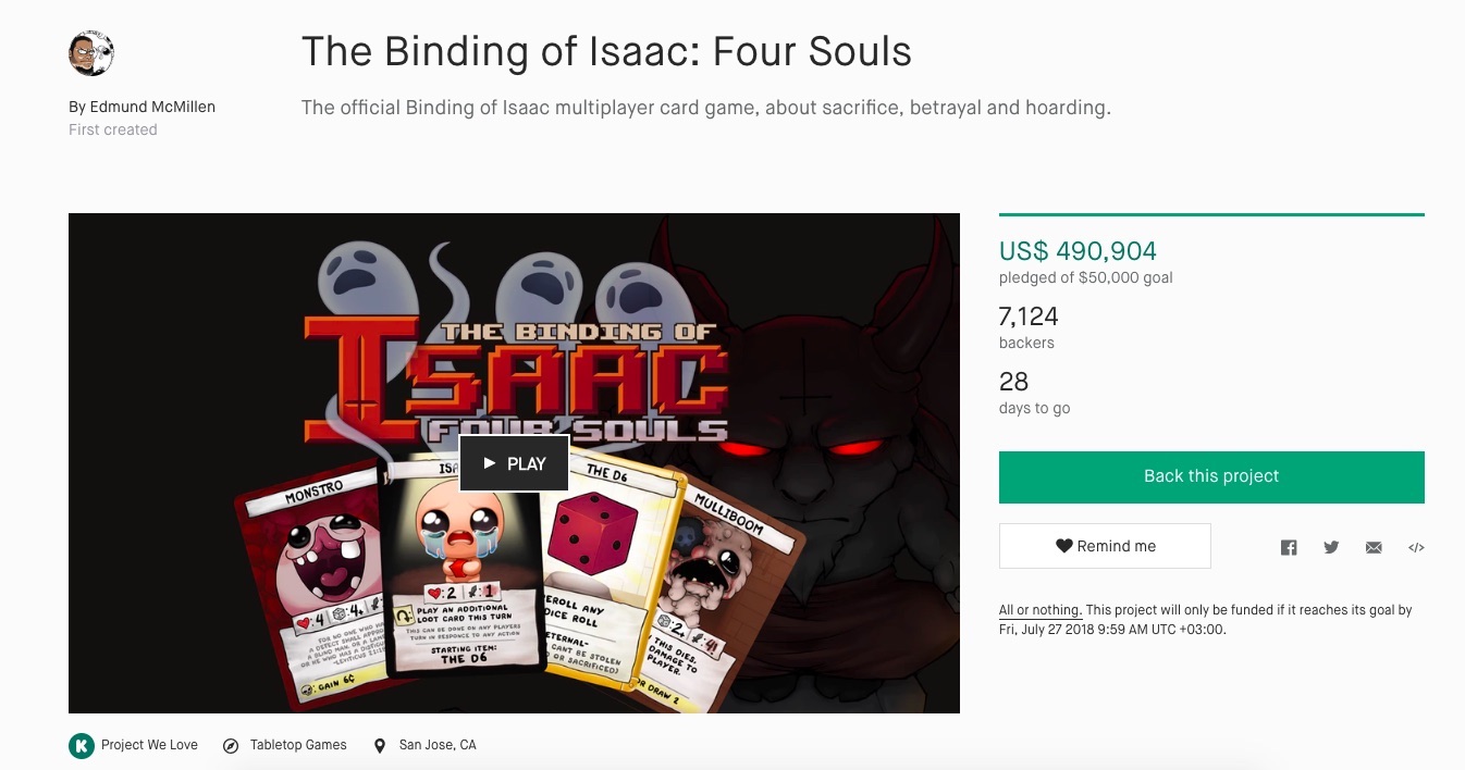 Автор The Binding of Isaac собрал деньги на новую карточную игру