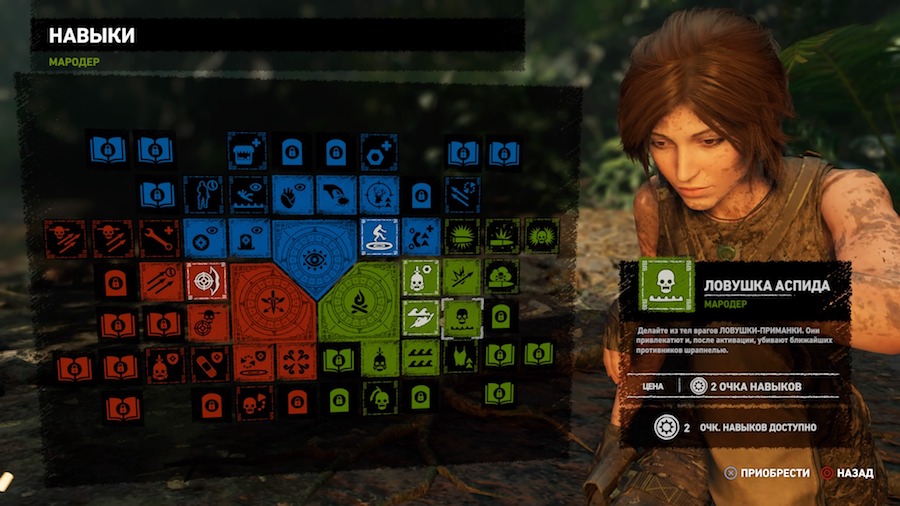 Дерево прокачки навыков в игре Shadow of the Tomb Raider.